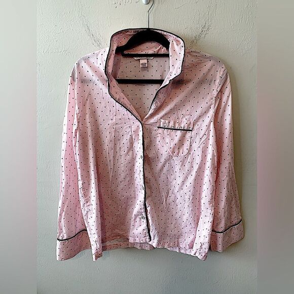 Victoria’s Secret pink and black polka dot pajama top size M - Picture 1 of 7